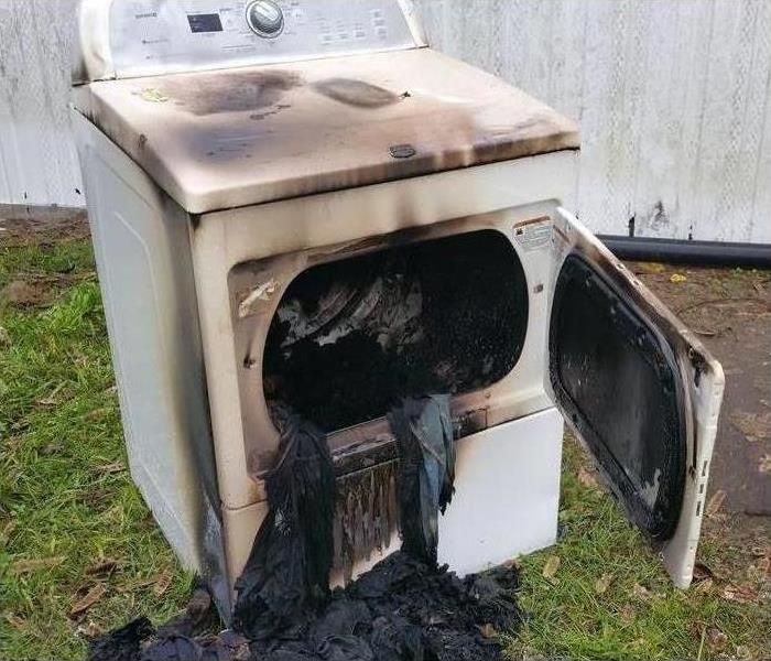 A burned clothes dryer