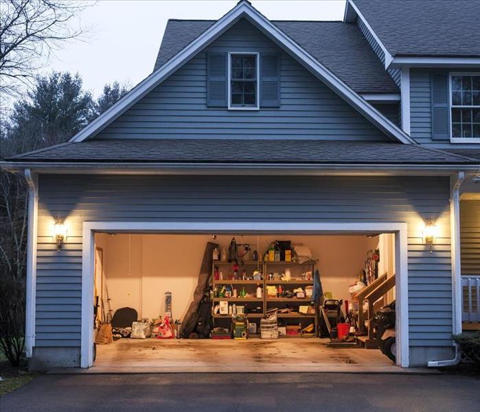 open garage in upscale neighborhood