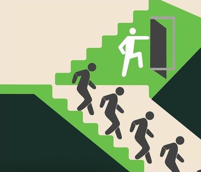Diagram of people leaving a building